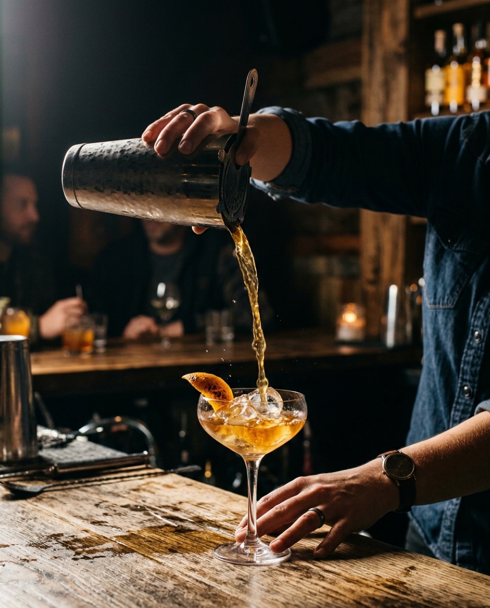 Barkeeper beim Pour